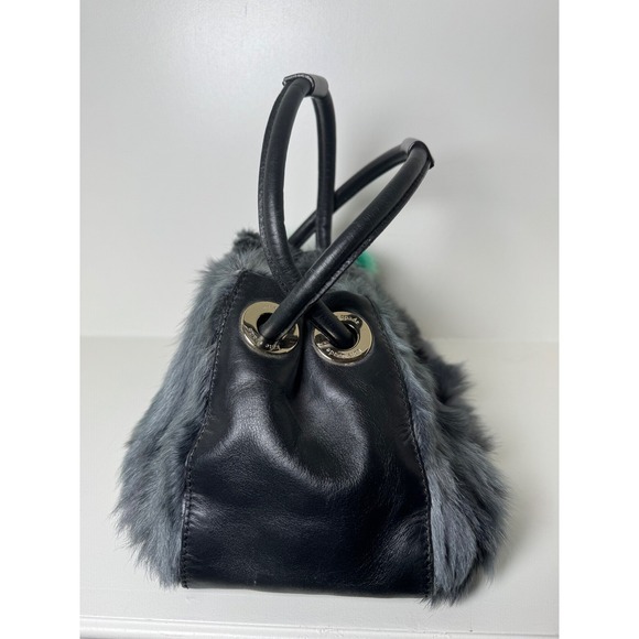 Kate Spade New York Fox Fur Trim Leather Drawstring Bucket Bag - Picture 9 of 14
